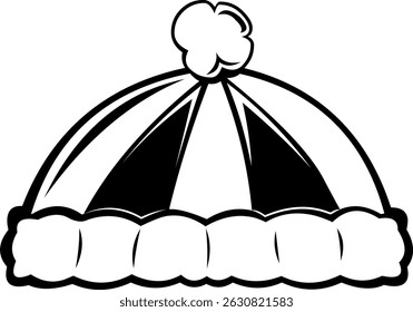 vector illustration black and white icon winter season wool hat