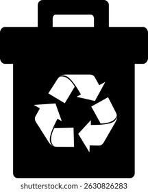 Papelera de reciclaje de iconos en blanco y negro de Ilustración vectorial