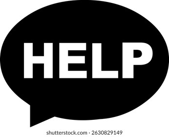 vector illustration black and white icon speech bubble with help text