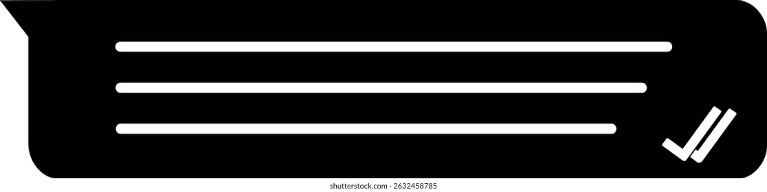 vector illustration black and white icon chat dialog bubble with blue checkmark of seen message