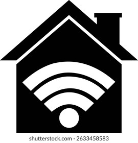 Ilustración vectorial de automatización de iconos en blanco y negro y concepto de hogar inteligente
