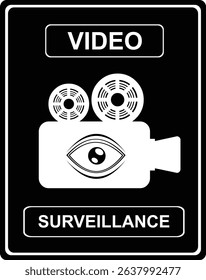 vector illustration black and white icon video surveillance poster concept