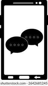 vector illustration black and white icon smartphone and speech bubbles chat online concept