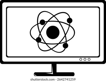 vector illustration black and white icon computing science concept