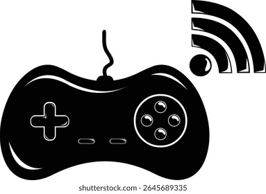 vector illustration black and white icon video game online concept