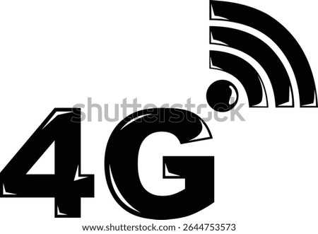vector illustration black and white icon 4G internet conection concept