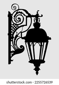 
ilustración vectorial con una imagen en blanco y negro de una lámpara de pared de estilo vintage para decorar el interior y crear otras ilustraciones