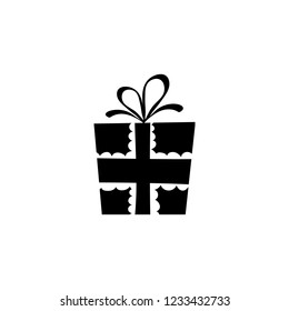 Vector illustration, black and white isolated gift box. Can be used for greeting cards, stickers, promotion, banners etc.