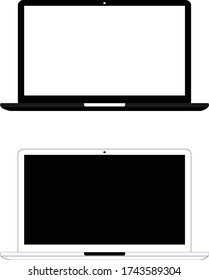 vector illustration of Black and white Laptop mock up