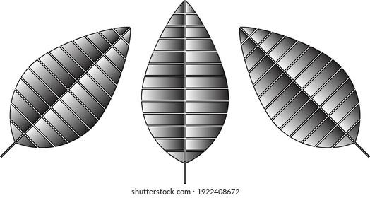  ilustración vectorial de hojas negras y blancas