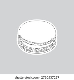 Dibujo de línea en blanco y negro de Ilustración vectorial con borde blanco Macaron