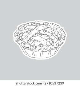 vector illustration black and white line drawing with white border mini apple pie