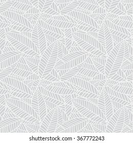 Vector illustration black and white line leaves. Seamless pattern.