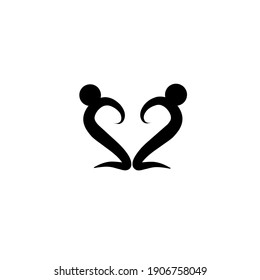 Vector illustration of  black and white love icon