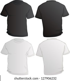 vector illustration of black and white male shirts template