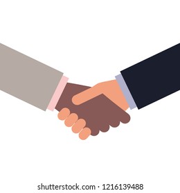 Vector illustration of black and white man handshake. Business concept. Partnership and agreement illustration.