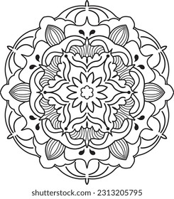 Vector illustration of black and white mandala. Idea for design products decoration, textile decoration or colouring.