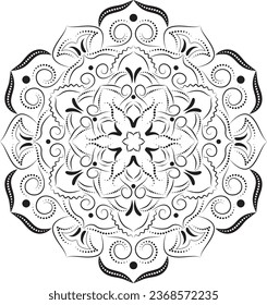 Vector illustration of the black and white mandala 3000x3000 px. The Idea for design products decoration, textile decoration, or colouring.