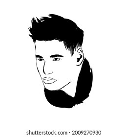 Ilustración vectorial de la cara y el peinado del hombre blanco y negro