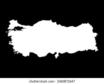 Vector illustration of a Black and White Map of Turkey