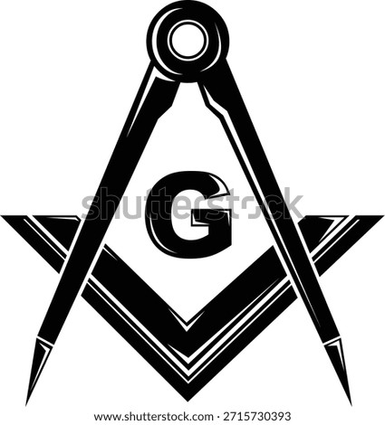 vector illustration black and white masonic icon