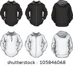 vector illustration of black white men's hoodie sweatshirt template, front and back design, check out my portfolio for different t-shirt templates