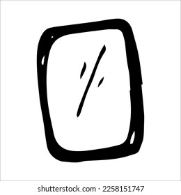 Vector illustration of a black and white mirror. Interior furniture in cartoon style.