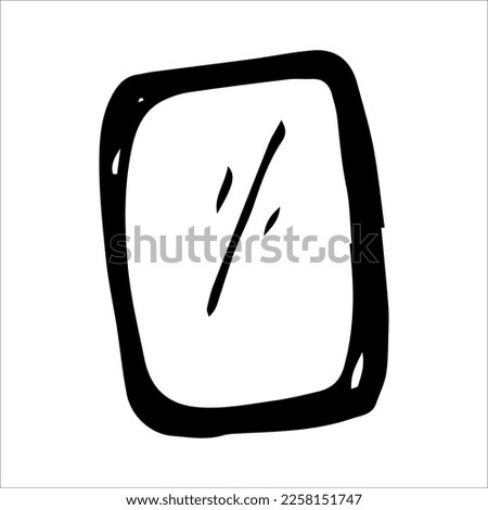 Vector illustration of a black and white mirror. Interior furniture in cartoon style.