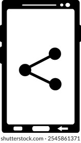 vector illustration black and white mobile phone icon with website share symbol