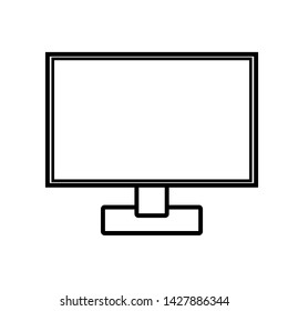 Vector illustration of a black and white modern digital icon of a digital smart rectangular computer with a monitor, laptop isolated on a white background. Concept: computer digital technologies