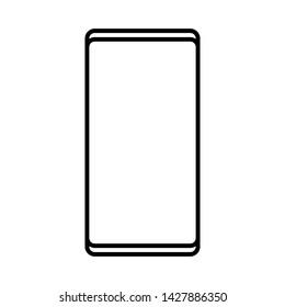 Vector illustration of a black and white modern digital icon of a smart digital smartphone rectangular cellphone with isolated on white background. Concept: computer digital technologies
