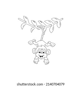 Vector illustration of black and white monkeys on a white background. Designed for computer programs, games, websites, packaging, prints