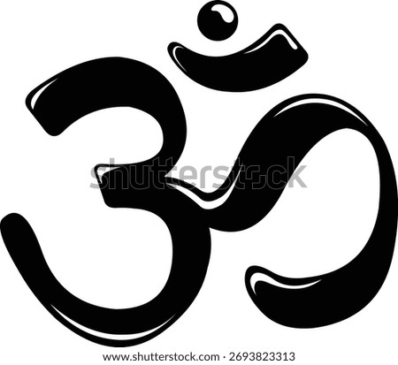 vector illustration black and white OM hinduism religion symbol