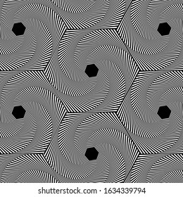 Vector illustration black and white optical effect pattern, modern repeating op art background