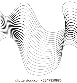 Vector Illustration of the black and white  Optical pattern of wavy lines abstract background. EPS10.