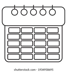Vector illustration of black and white outline style calendar icon. which can be edited. 4000 x 4000 pixel perfect.
