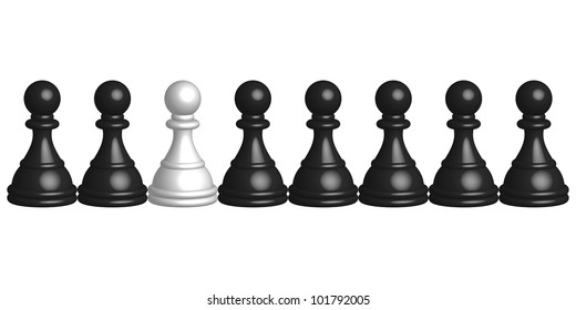 Vector illustration of black and white pawns