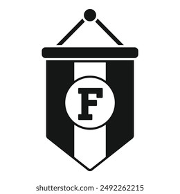 Vector illustration of a black and white pennant flag with the letter f, suitable for logos or decoration