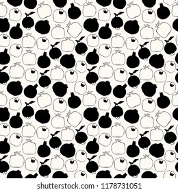 Vector illustration. Black and white pomegranates. Element of seamless pattern. Paper or cover design.