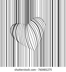 Vector illustration. Black and white pop art geometric pattern with heart. Material design. May be used for prospectus, poster, magazine, broadsheet, leaflet, book, billboard, paperhangings.