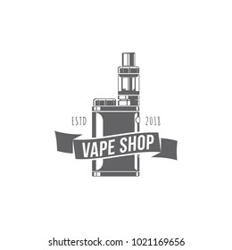 Vector illustration black and white retro badges and emblem on a white background, on a theme of smoking electronic cigarettes with a vape image, for print, outdoor advertising and web design