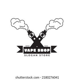 vector illustration of black and white retro badge and emblem on a white background  on an e-cigarette theme with vape image  for print  outdoor advertising and web design