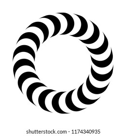 Vector illustration. Black and white ring isolated on white background.  Geometric simple circle pattern that creates the illusion of volume. For decoration and design in a futuristic minimalist style