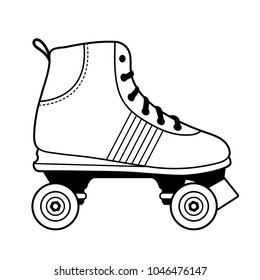 Vector illustration of a black and white roller skating shoe isolated on white background