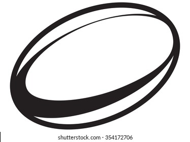Vector illustration of black & white rugby ball