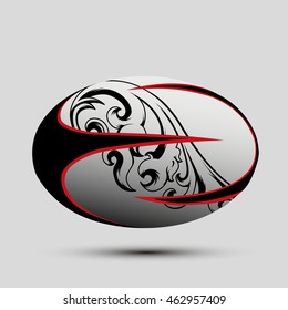 Vector illustration of black & white rugby ball