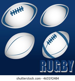 Vector illustration of black & white rugby ball