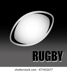 Vector illustration of black & white rugby ball