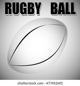 Vector illustration of black & white rugby ball