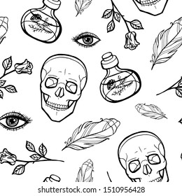 Vector illustration Black and white seamless background abstract pattern for halloween